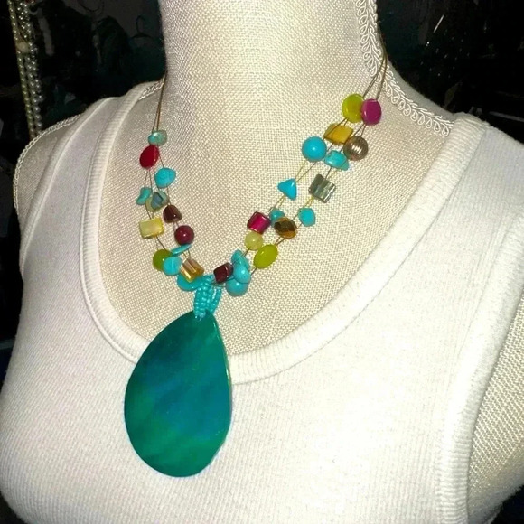 Multi Color Stone Necklace - Picture 1 of 6